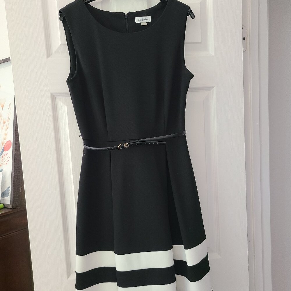 Calvin Klein black and white dress